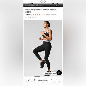 ALO Yoga High Waist 7/8 Better Together Legging - NWT